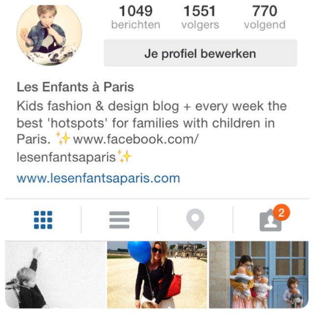 Instagram account Les enfants a Paris