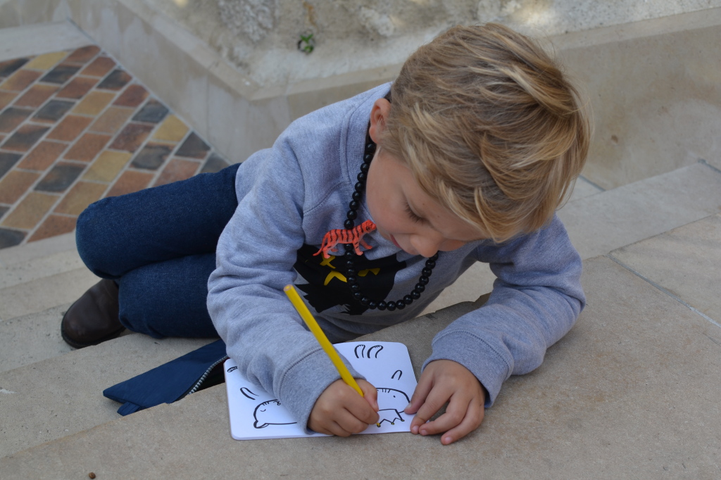 Colouring his Wee Gallery book!