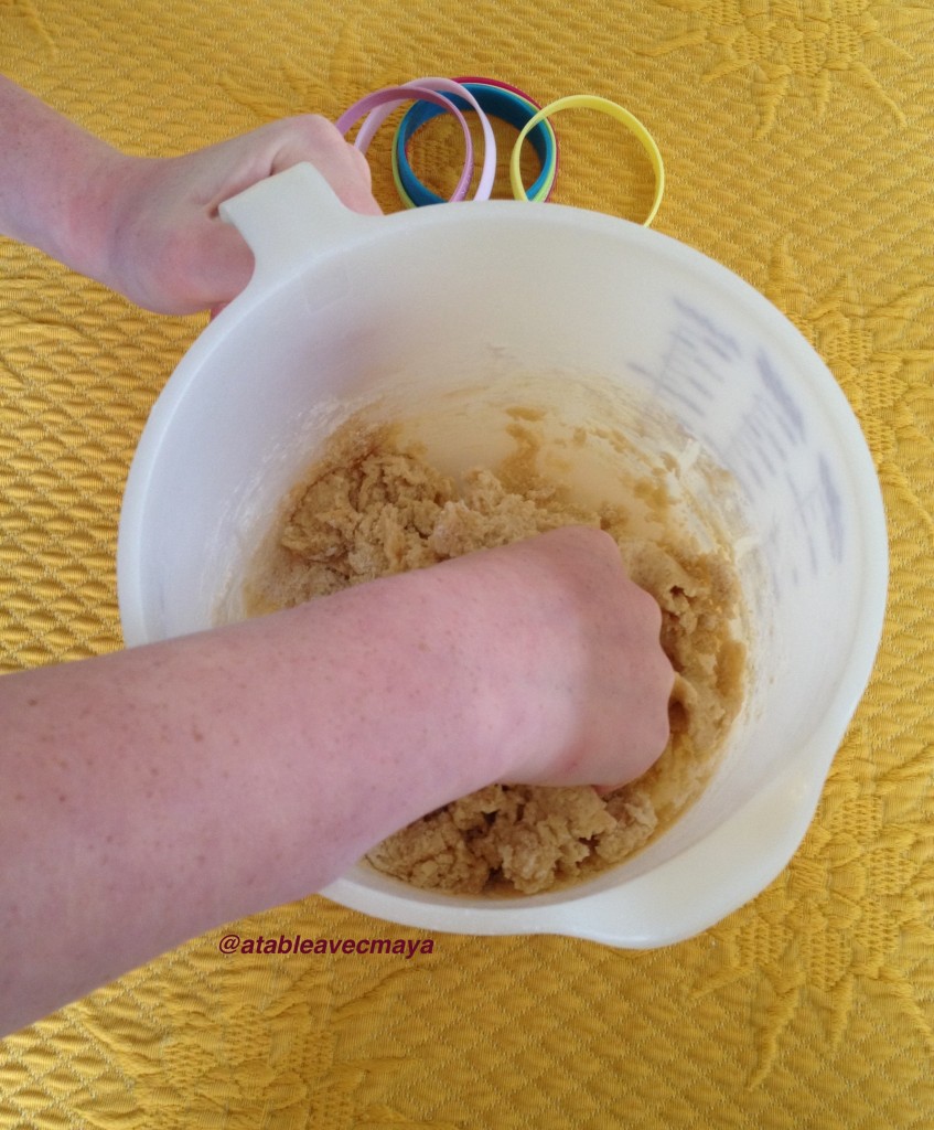 2. mixing the dough with the fingers