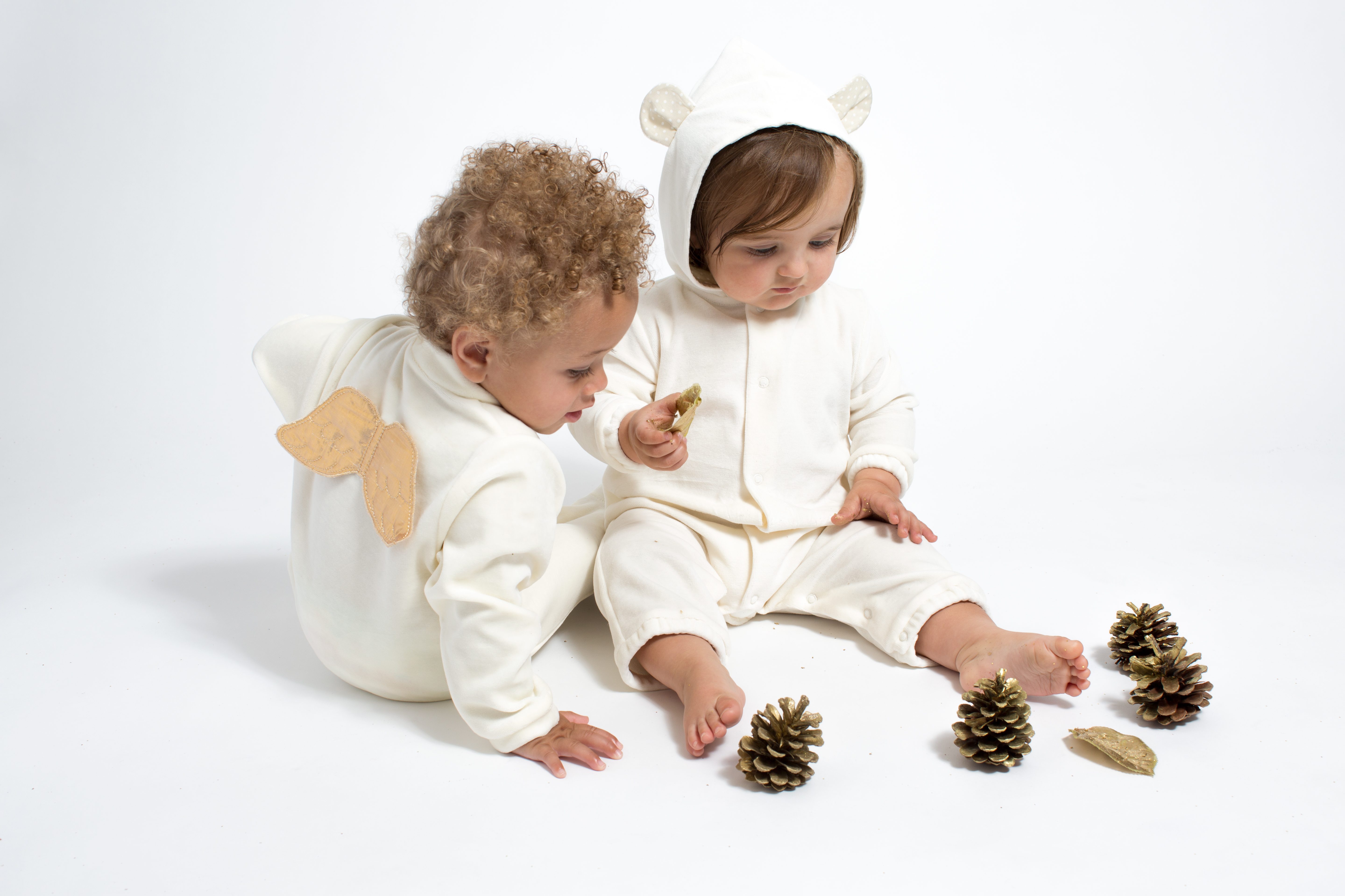 Marie-Chantal - AW15 - gold angel wing baby & cream bear suit baby